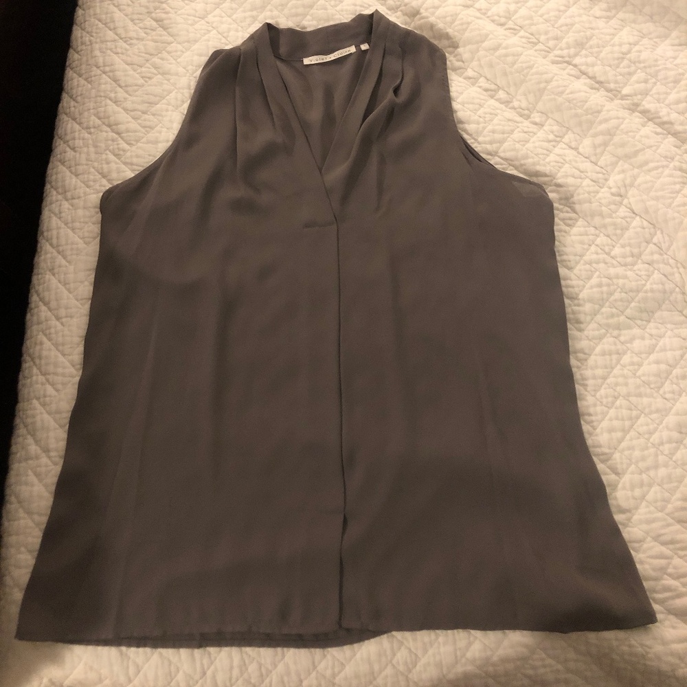 Grey Sleeveless Blouse